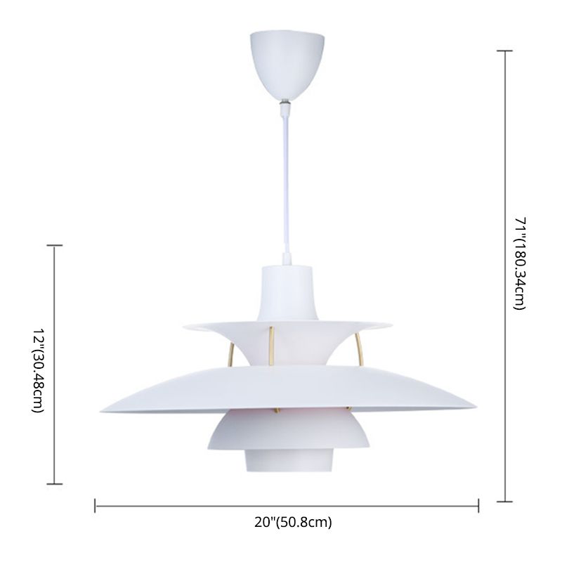 1 niveaux concentriques en couches légères lampe à pension nordique lampe suspendue en métal pour salle à manger