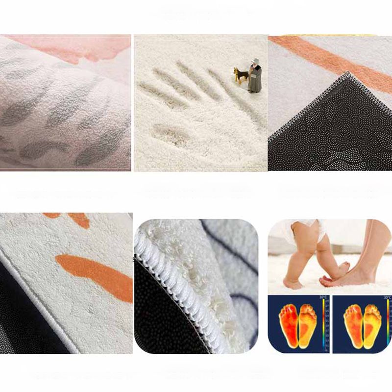 White Tone Home Decoration Carpet Simple Color Block Printed Area Rug Polyester with Non-Slip Backing Rug