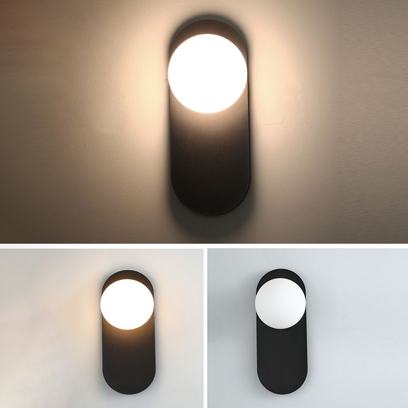 Sphere Sconce Light Modern Style Single Bulb Wall Lamp with White Glass Shade for Bedroom