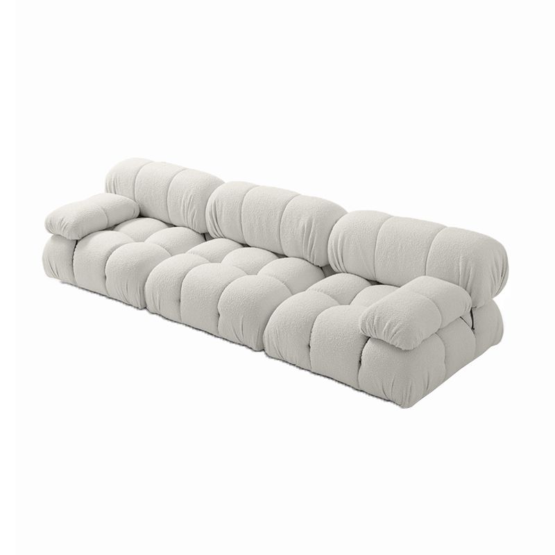 Contemporary Biscuit Back Sofa 26.38"High Wool Couch for Living Room,White