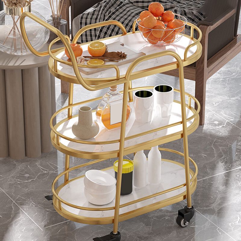 33.46"H Rolling Prep Table Modern Style Oval Reclaimed Wood Prep Table for Home Use