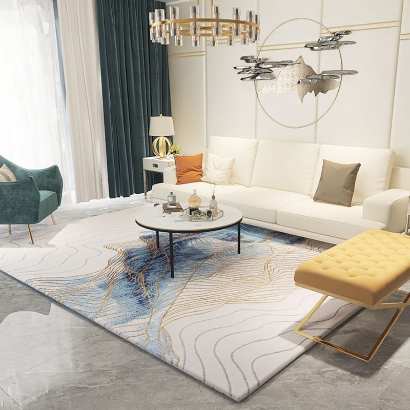 Modern Room Rug Multi Colored Abstract Pattern Rug Polypropylene Non-Slip Pet Friendly Carpet