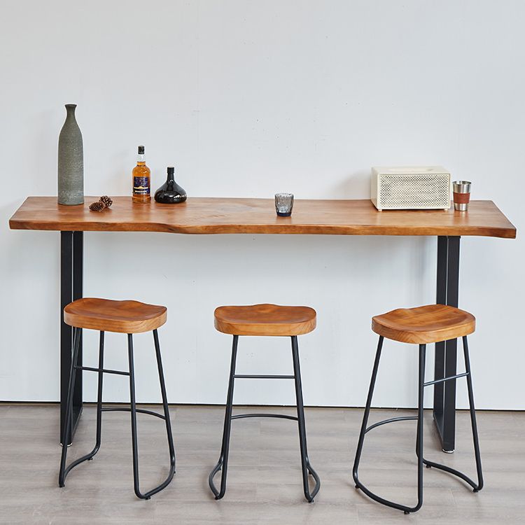 Luxury Rectangle Bar Table Set 1/2/4/5 Pieces Pine Wood Counter Table with Stools