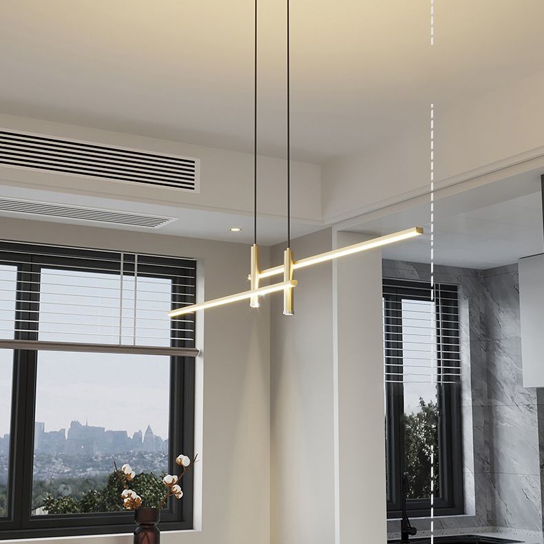 Linear Kitchen Island Lighting Fixture Metal LED Minimalist Island Pendant Light