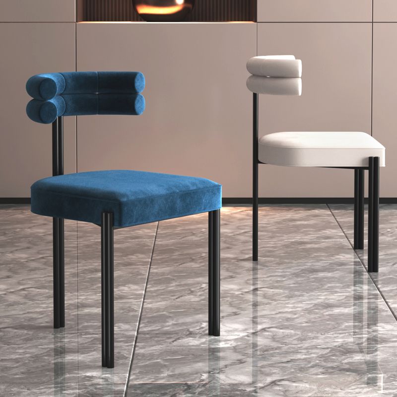 Designer Style Restaurant Velvet Side Chair Matte Finish Open Back Dining Chair