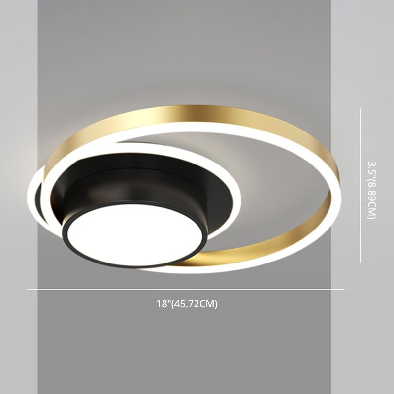 Acrylic Contemporary Style LED Ceiling Light Minimalism Aluminum Nordic Style Flush Mount Lighting Fixture in Gold