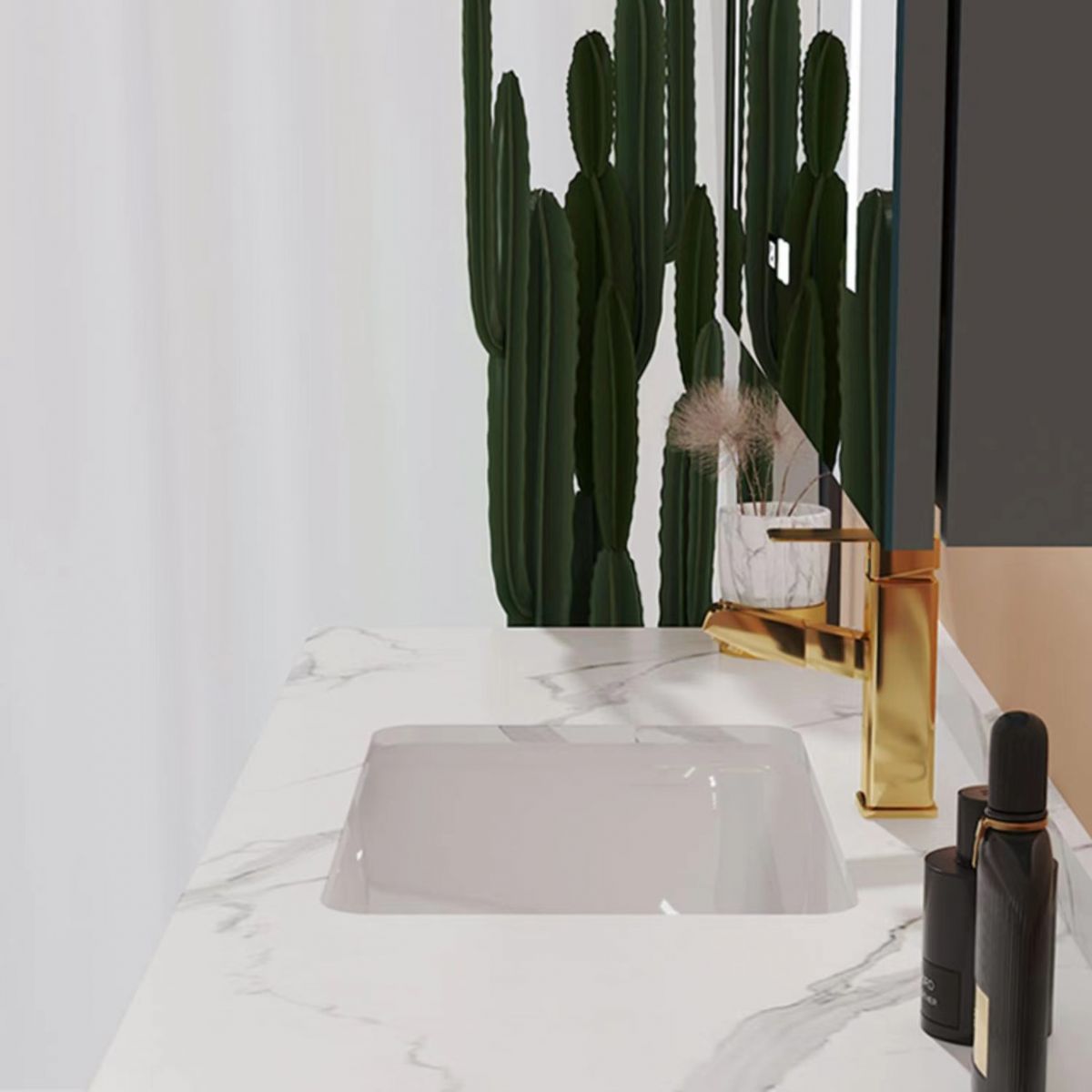 Freestanding Bathroom Vanity Blue Wood Frame Single Sink Rectangular Vanity with 3 Drawers