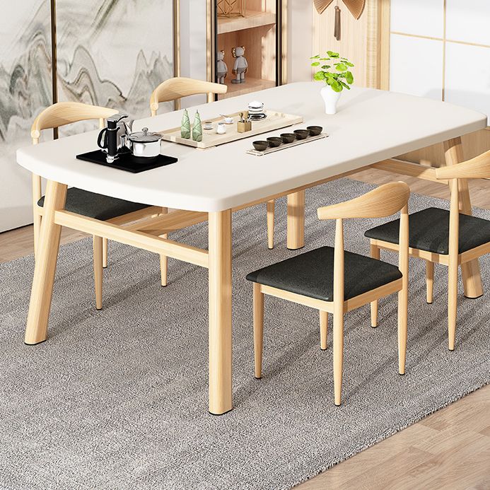 Contemporary Style Traditional Height Dining Set with Rectangle Shape Table and 4 Legs Base