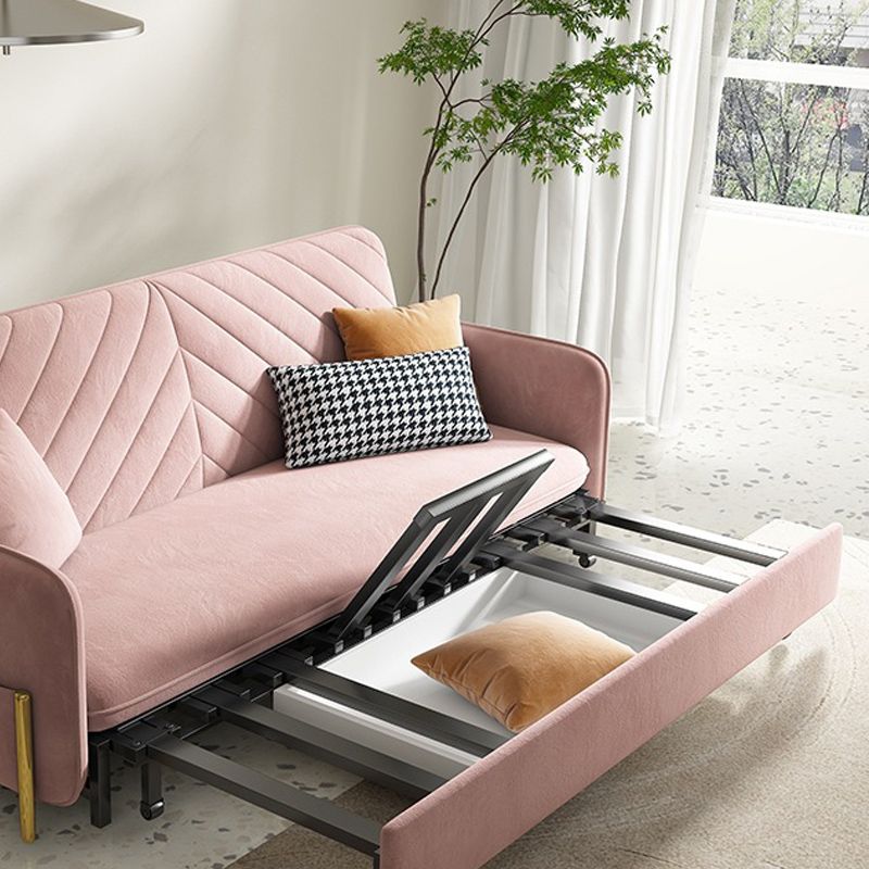 31.49" Wide Pink Sleeper Sofa Velvet Sofa Bed with Detachable Mattress