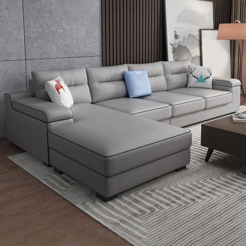 Storage Faux Leather Sectionals with Pillow Top Arm for 4 People