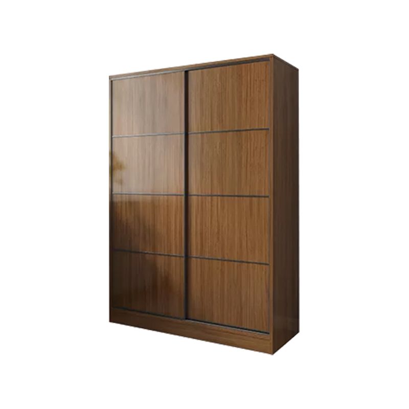 Modern Brown Wood Wardrobe Armoire Freestanding Multifunctional Wardrobe