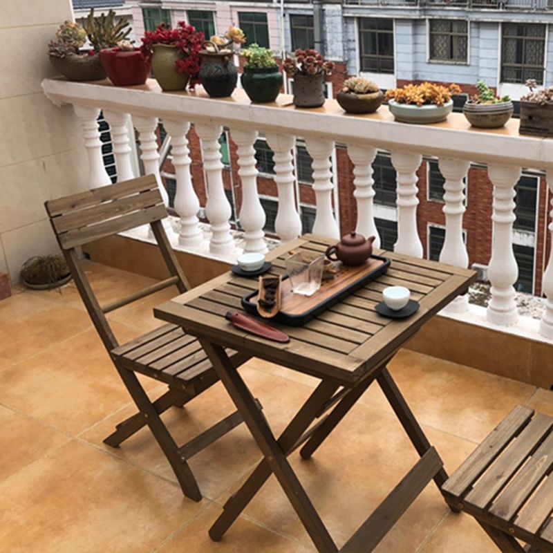 Contemporary Outdoor Chair Folding Solid Wood Open Back Dining Chair
