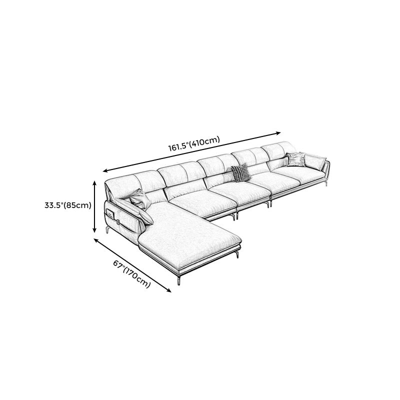 Scandinavian Faux Leather Lightgrey Sectional for Apartment