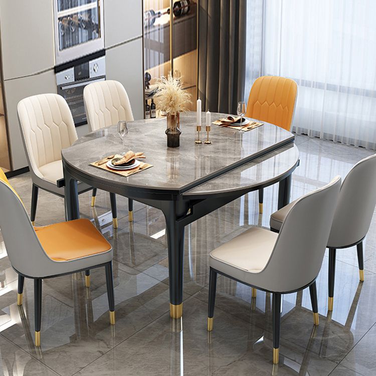 Modern Foldable Stone Dining Table Rubber Wood Legs for Dining Room
