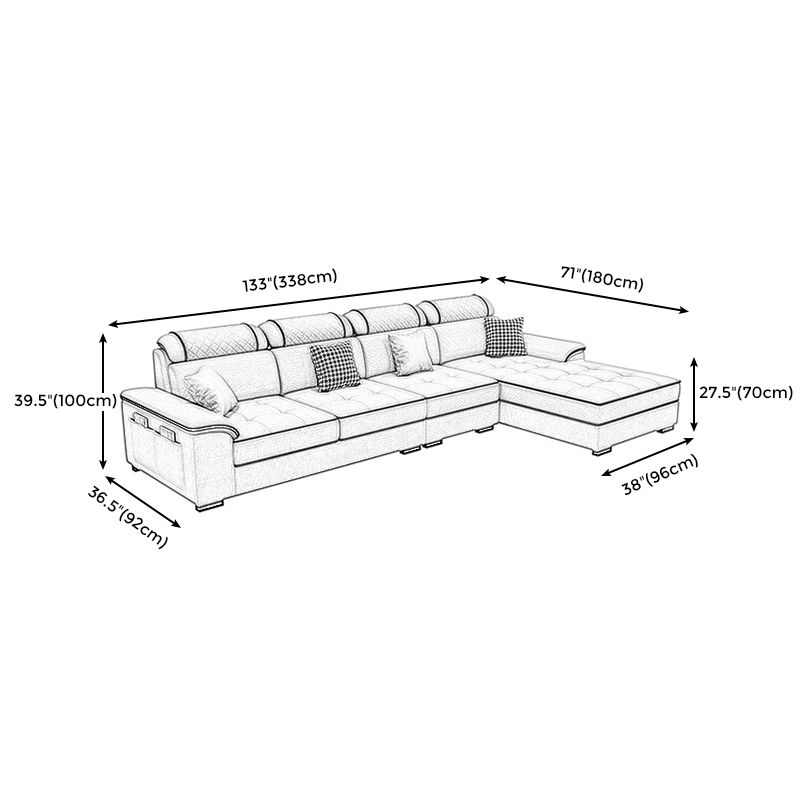 Slipcovered Faux Leather/Fabric Sectionals with Reversible Chaise and Storage