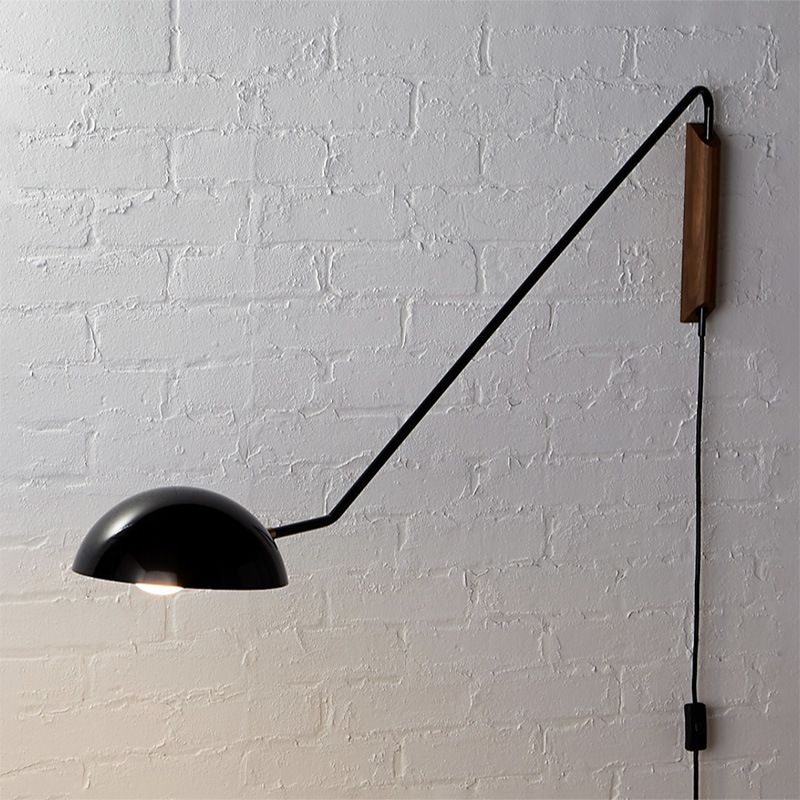 Post-modern Style Angle Adjustable Wall Light Metal Bowl Shade Bedroom Bedside Light with Independent Switch