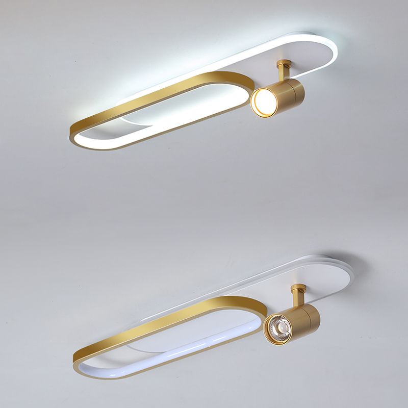 Indoor LED Semi flush plafond licht in moderne eenvoud metalen plafond armatuur met Oblong acryl schaduw