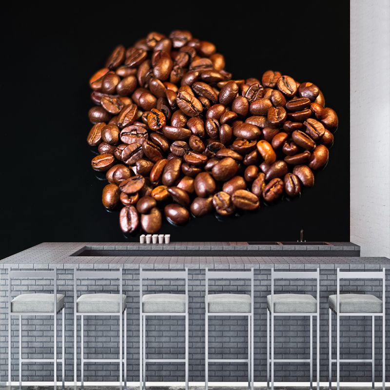 Modern Coffee Beans Mural Wallpaper Environment Friendly for Coffee Shop