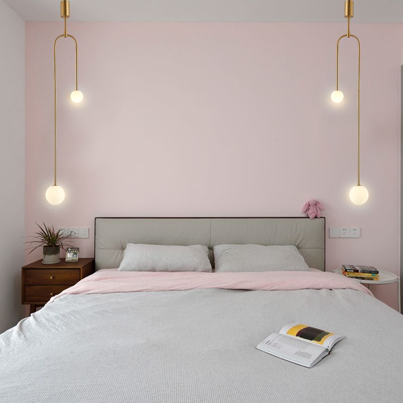 Glass Ball Shade Hanging Light Contemporary Pendent Lighting Fixture for Drawing Room