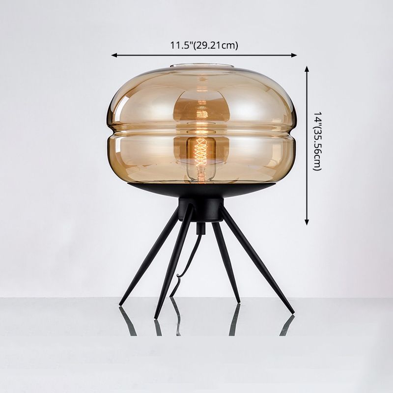 Postmoderne UFO-förmige Glas Tischlampe Single-Bulb-Nachttischlicht mit Quadpod