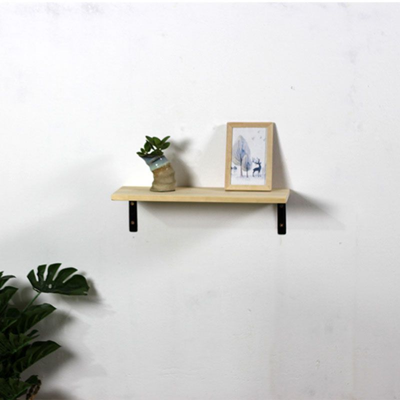1 Shelf Floating Bookcase Natural Wood Closed Back Bookshelf