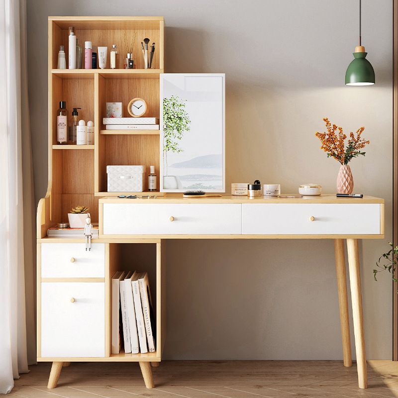 Scandinavian Wood Dressing Table Solid Wood Make-up Vanity with Drawers