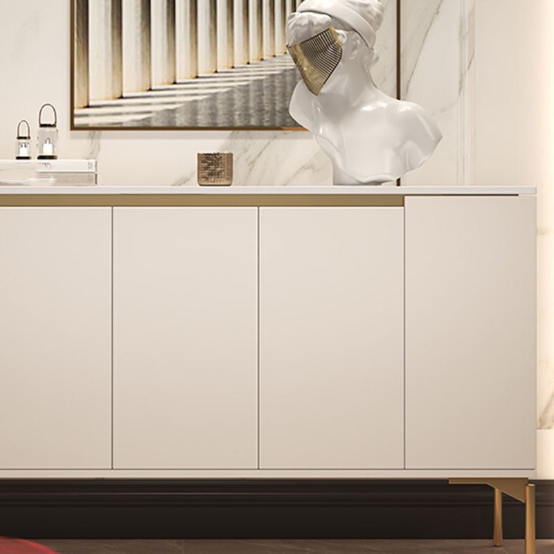 Contemporary Solid Wood Sideboard Cabinet with Drawers in White