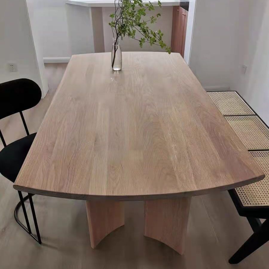Rectangle Casual Dining Table Wood Color Fixed Table with Pinewood Solid Wood