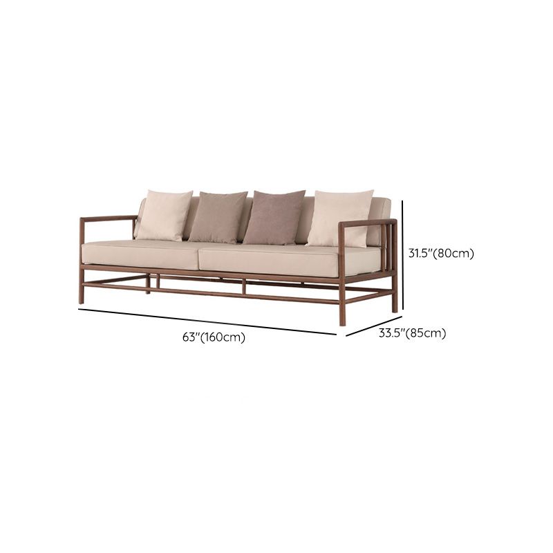Tropical Loose Back Seating Square Arm Sofa in Brown and Beige