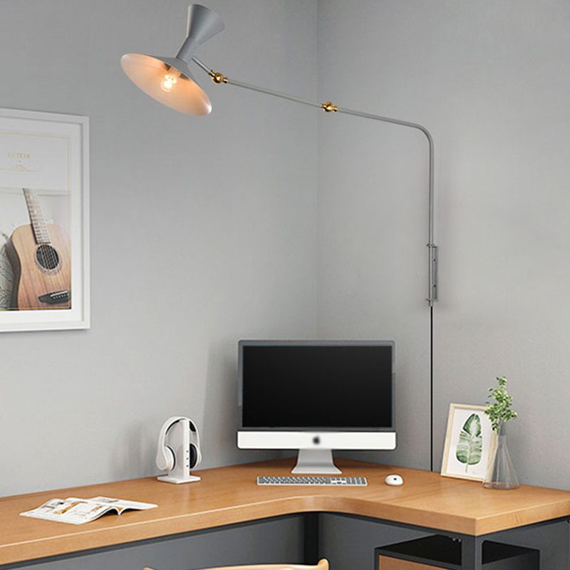 Nordic Metal Wall Light Conical Shade 2 Lights Adjustable Wall Sconce for Living Room