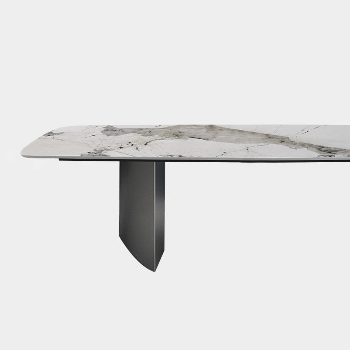 Metal Traditional Luxury Rectangle Table Sintered Stone Indoor Table for Kitchen