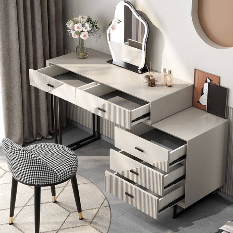 Scandinavian Stone White Vanity Desk 5-Drawers Vanity Dressing Table