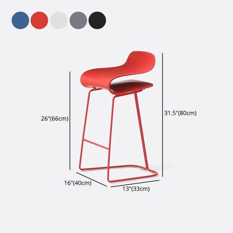 Contemporary Footrest Low Back Barstool Plastic Matte Finish Coffee Shop Stool