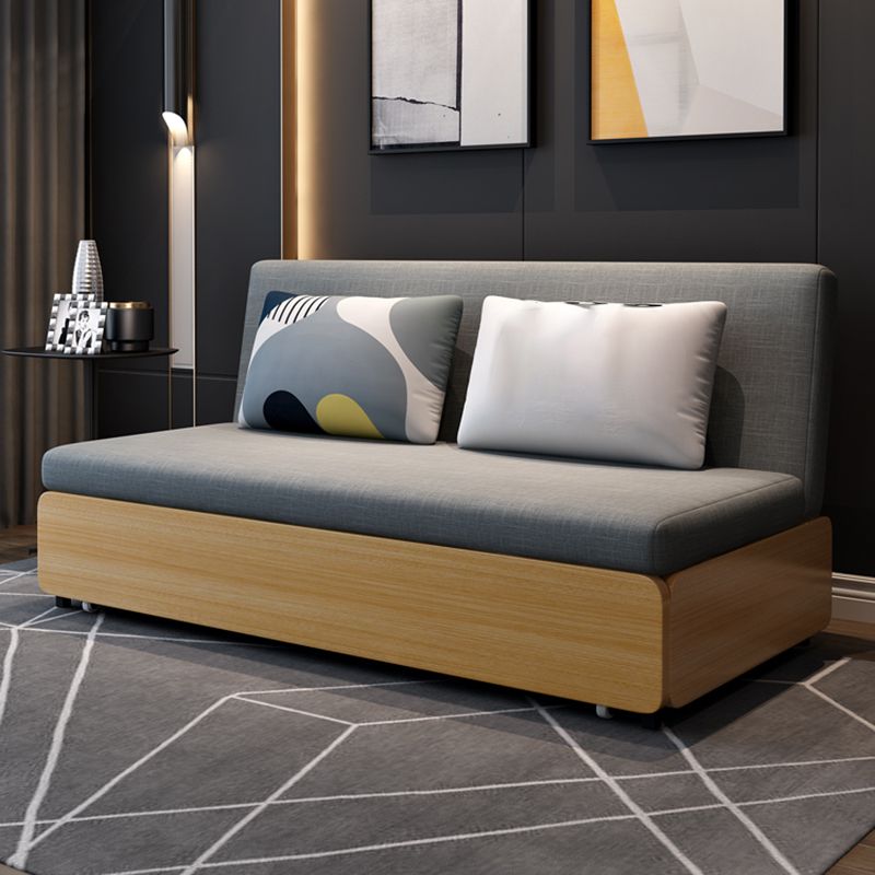 Contemporary Armless Tight Back Cotton Blend Sofa Bed in Grey