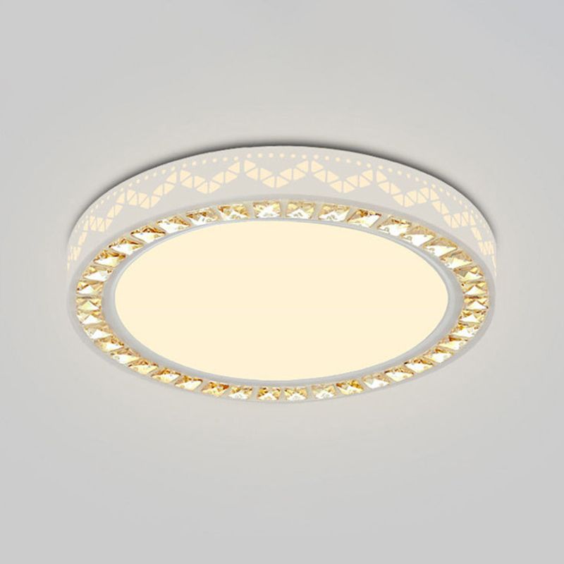 Nordic Geometric Shaped Ceiling Lamp Crystal Living Room LED Flush Mount Light in White