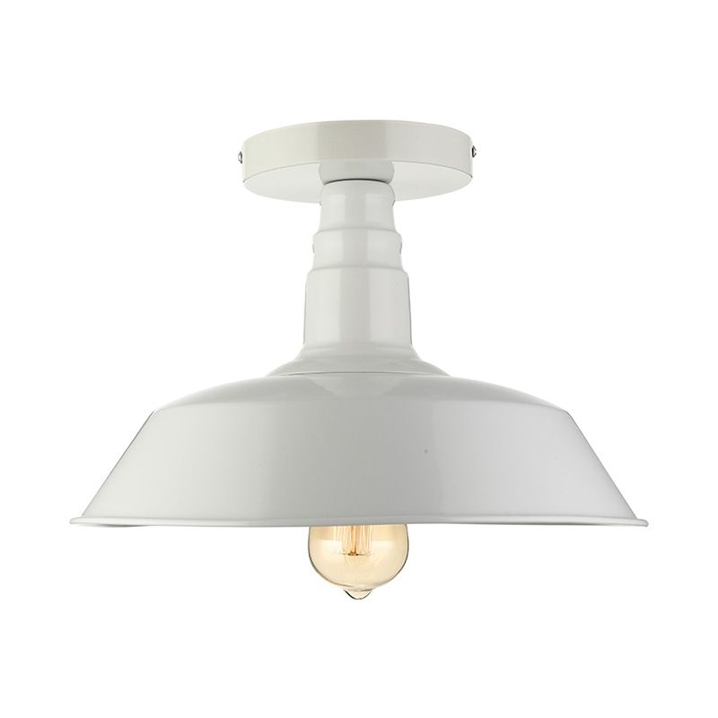 10"/14"/18" Dia Barn Dining Room Ceiling Light Fixture Vintage Style Iron 1 Light Black/White Semi Flush Ceiling Light