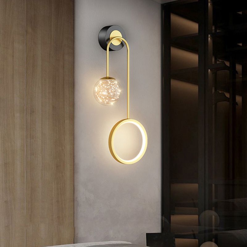 Modern Style Spherical Shape Wall Sconce Glass 2 Light Sconces for Bedroom