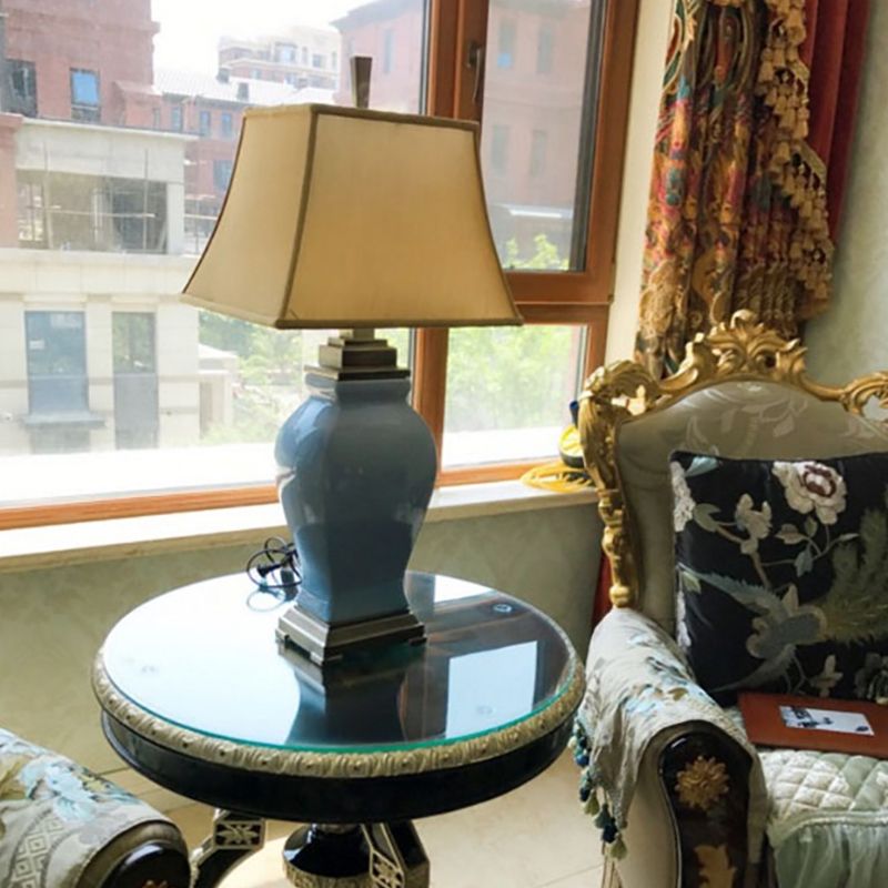 1 Lampen Nachttisch hellem modernistischen blauen kleine Schreibtischlampe mit ausgestattetem Stoffton