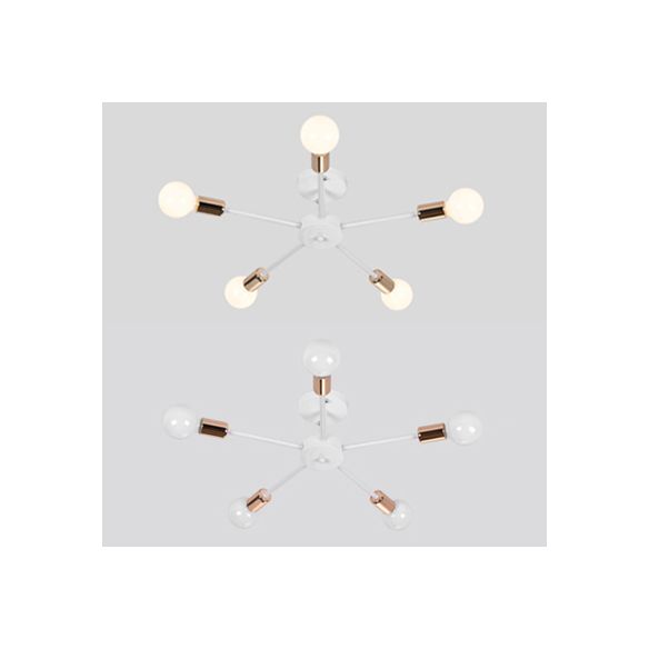 Nordic Metal Sputnik Ceiling Flush Mount Light 5/10 Lights White/Black Bedroom Semi Flush Ceiling Light