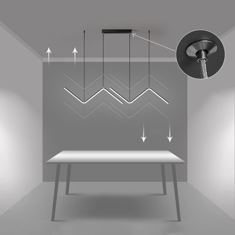 Modern Metal Chandelier Lamp Linear LED Island Pendant for Dining Room