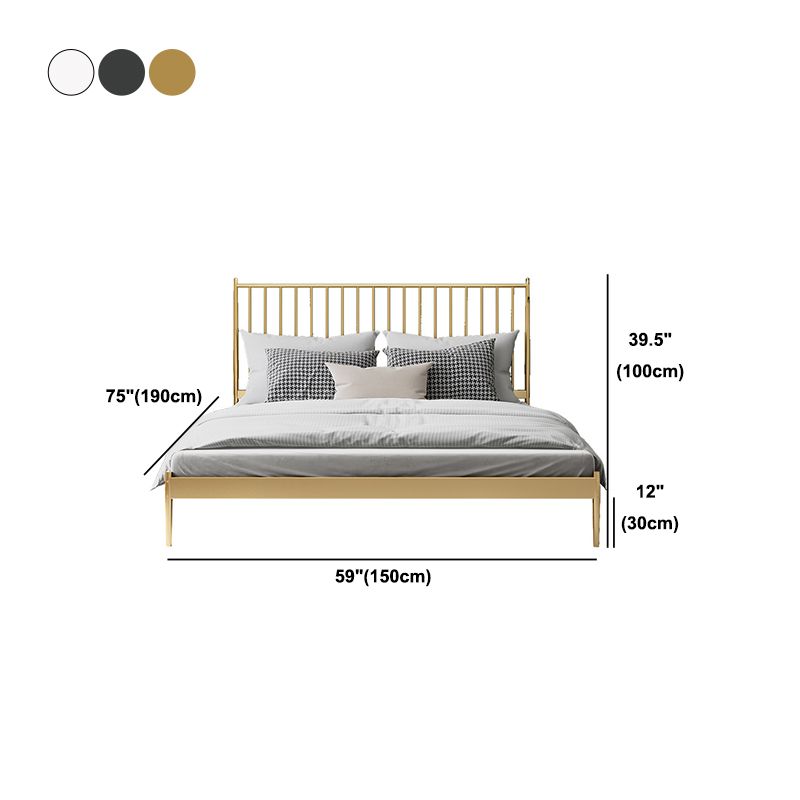 Contemporary Slat Bed with Rectangular Slat Headboard and Metal Legs