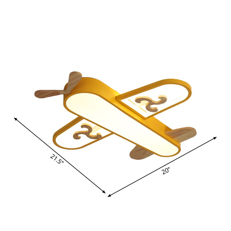 Acrylic Cartoon Plane Figure Flush Light Modernist LED Yellow Ceiling Mounted Light for Children Room