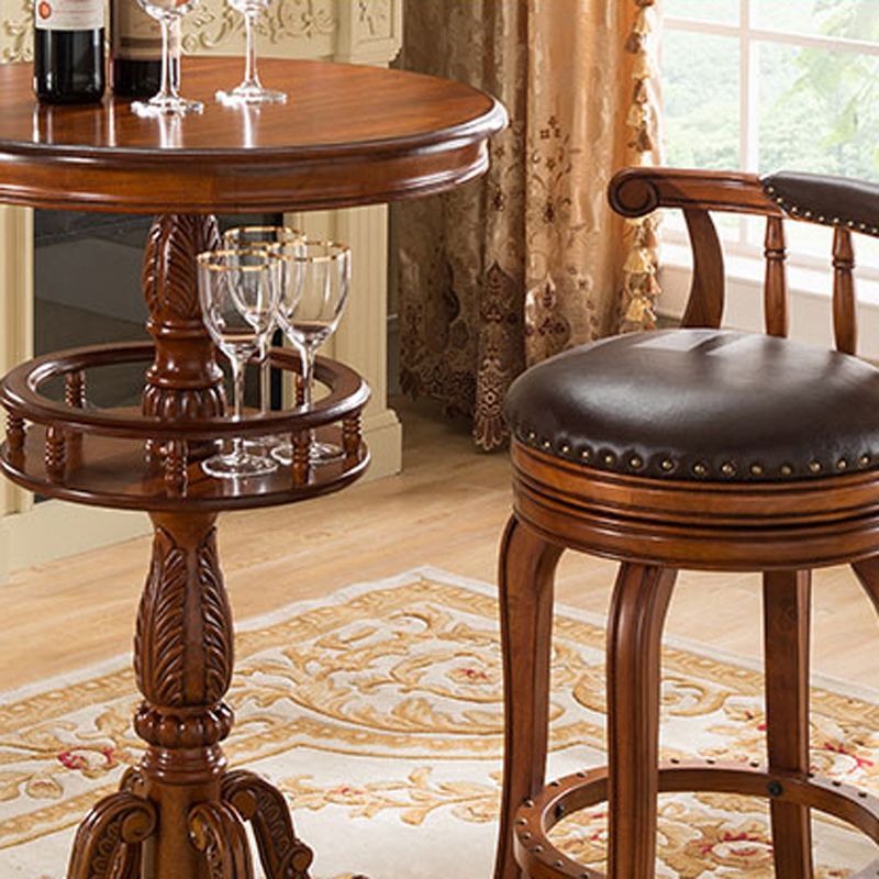 Modern 1/3 Pieces Solid Wood Pub Table Set Round Counter Table for Dining Room