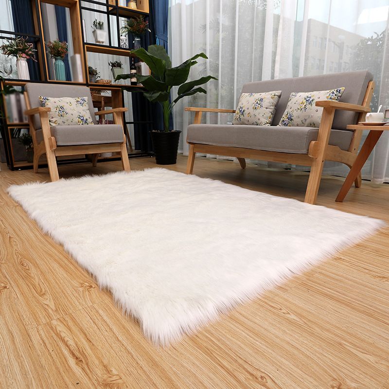Solid Color Plush Soft Rug Rectangle Easy Care Loom Rug for Bedroom