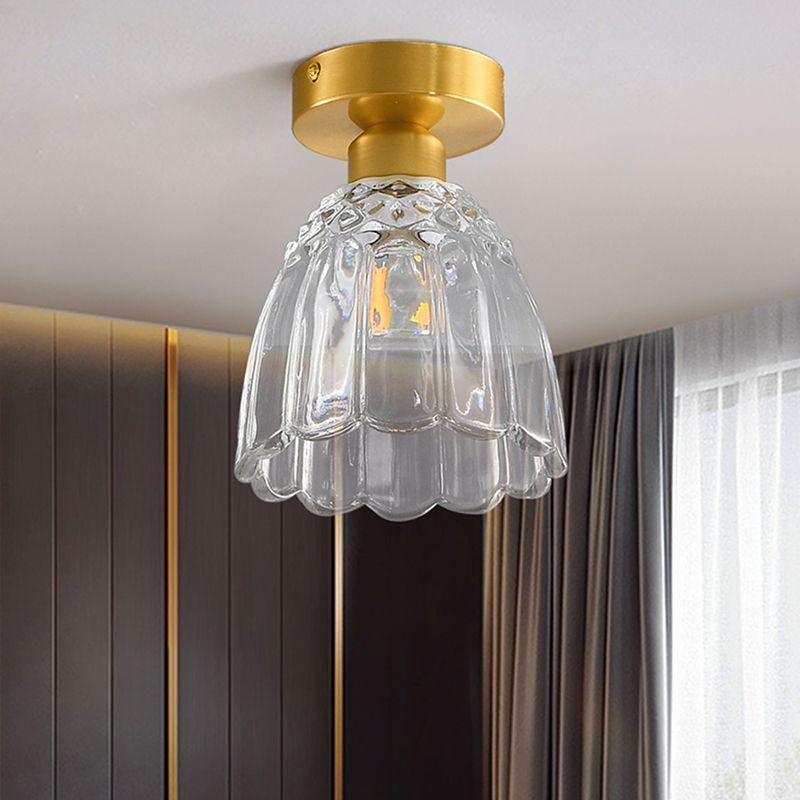 Modern Simple Glass Ceiling Light Bell Shape Ceiling Lamp for Bedroom