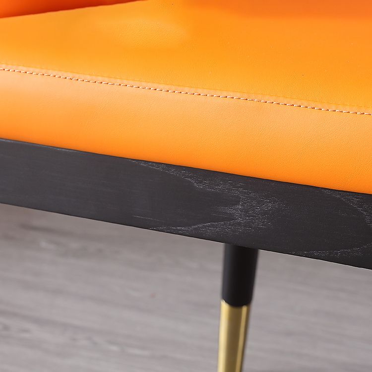 Glam Open Back Dining Armchair PU Leather Dining Chair for Home