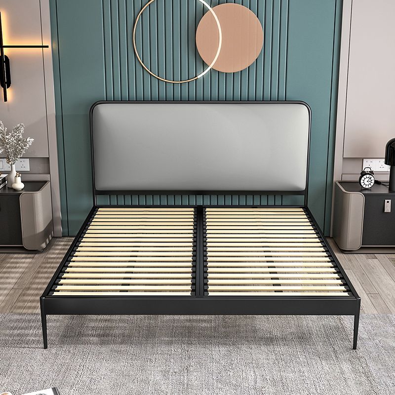 Contemporary Rectangular Headboard Standard Bed with Metal Legs