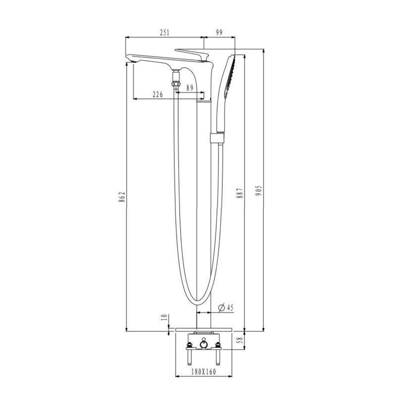 Bathroom Faucet Floor Standing Handheld Shower Head Rod Handle Faucet