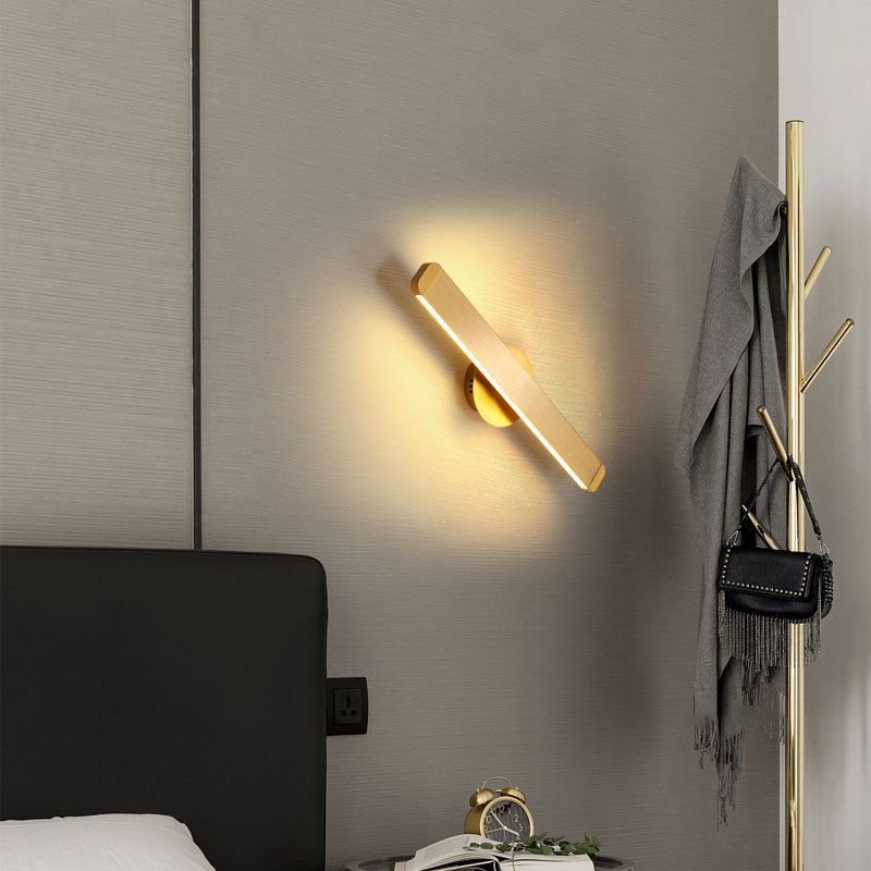 Lampada a parete a LED in alluminio spazzolato oro design rotabile in stile nordico semplicità da letto a parete luce