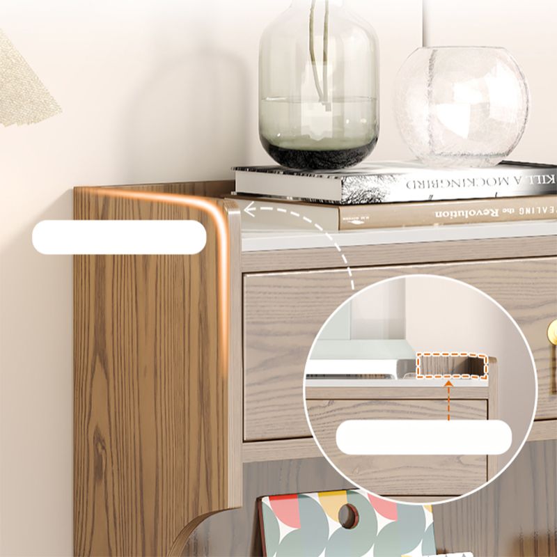 Contemporary Storage Cabinet Wooden Glass Doors Dining Hutch with Drawers